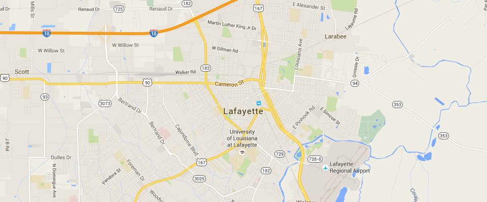 Lafayette Dumpster Rental Service Map